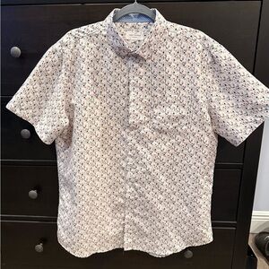 Floral Button Down Shirt - White and Blue